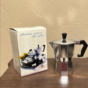 NIB Aluminum Espresso Coffee Maker - Silver and Black